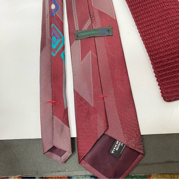 Vintage Red Mens Neck Ties Lot of 4 Brooks Brothers Stringbeans Knit Skinny - Picture 6 of 9